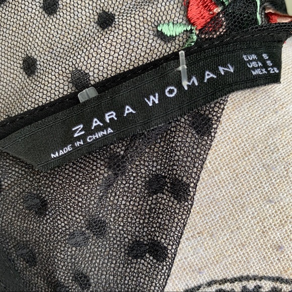 ZARA floral embroidered long sleeve top MED - Picture 12 of 13